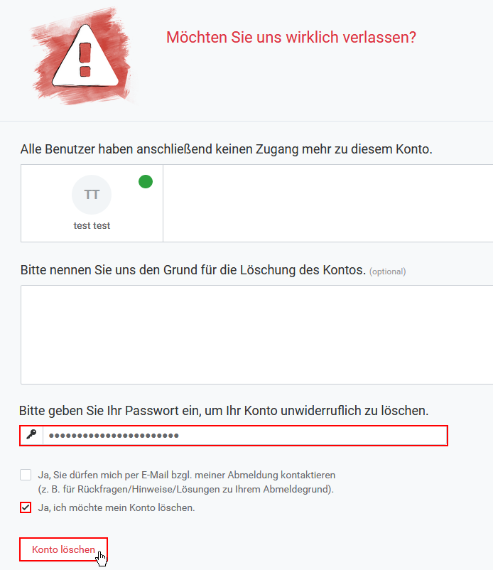 Konto löschen