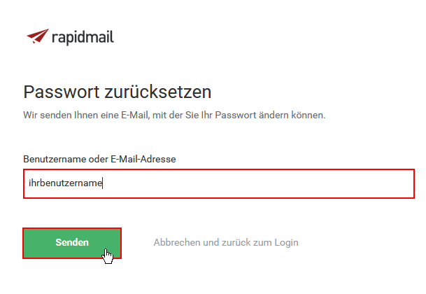 Passwort für rapidmail-Account vergessen - rapidmail Wissen & Hilfe