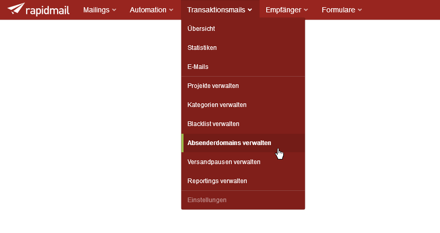 DKIM-Schlüssen für Transaktionsmails einrichten