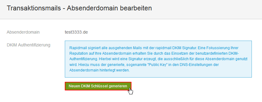 DKIM-Schlüssen für Transaktionsmails einrichten