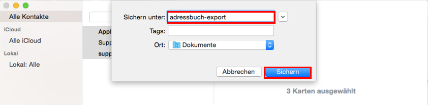 Empfänger aus Apple Mail