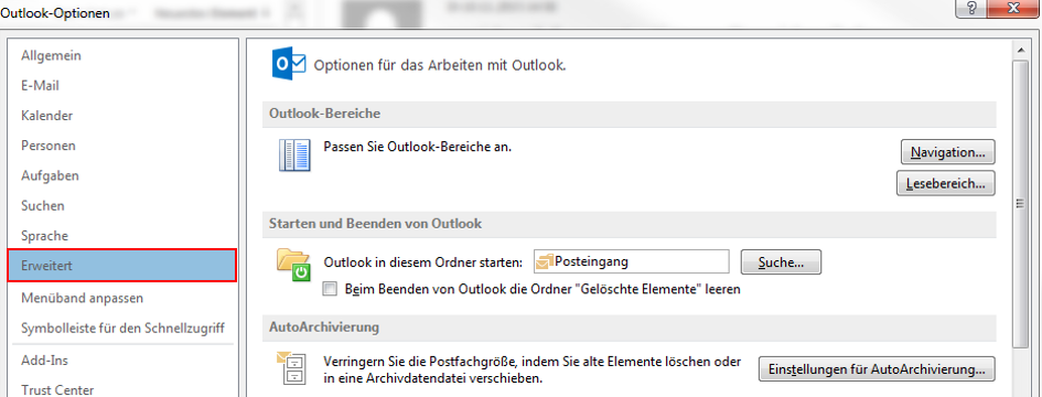 Empfänger aus Outlook