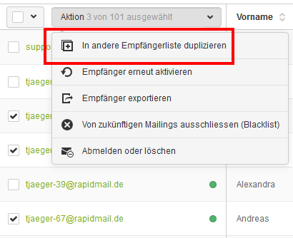 Empfängerlisten zusammenlegen