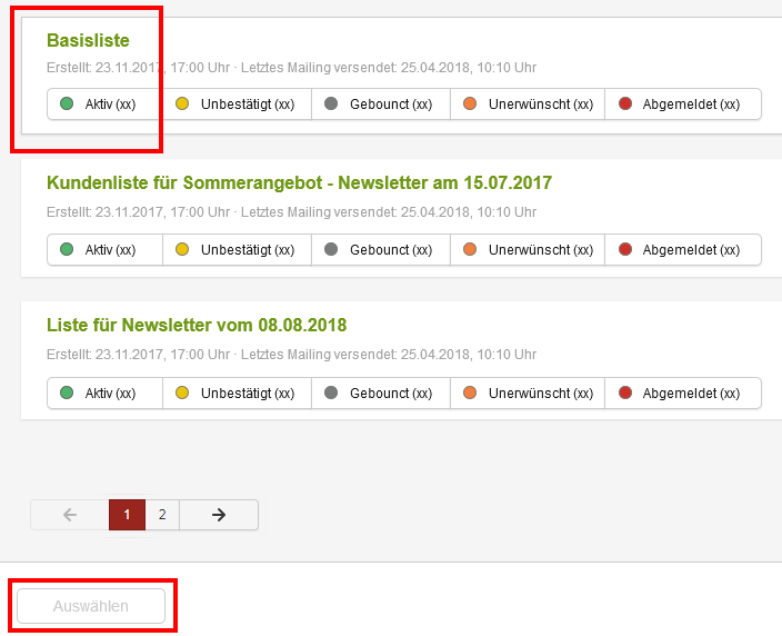 Empfängerlisten zusammenlegen