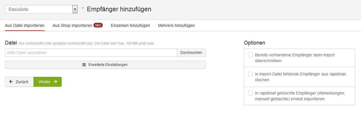 Newsletter-Empfänger in rapidmail hinzufügen - rapidmail Wissen & Hilfe