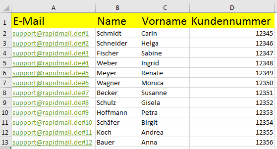 Für Import formatierte Datei