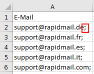 Für Import formatierte Datei