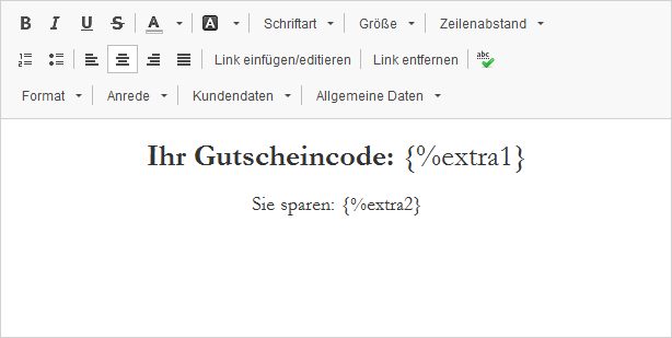 Gutscheincodes in Newsletter einsetzen