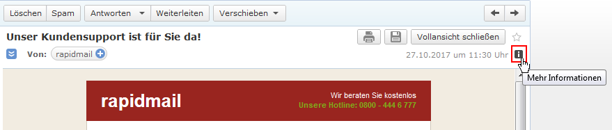 Header-Information 1und1 Webmailer