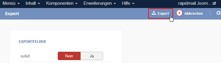 Joomla Newsletter Empfänger übertragen