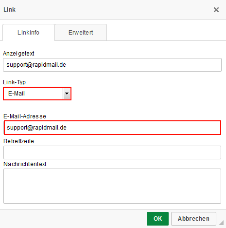Links im Newsletter verwenden