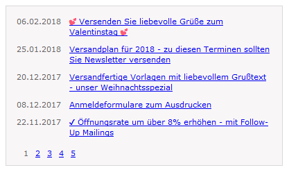 Online-Verzeichnis (Newsletter-Archiv) in Website einbauen