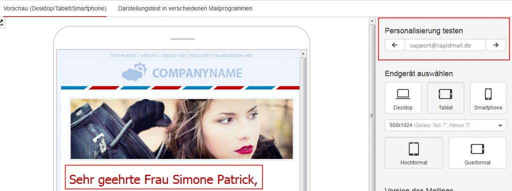 Persönliche Anrede