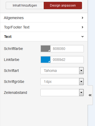 Textgröße und -Farben definieren