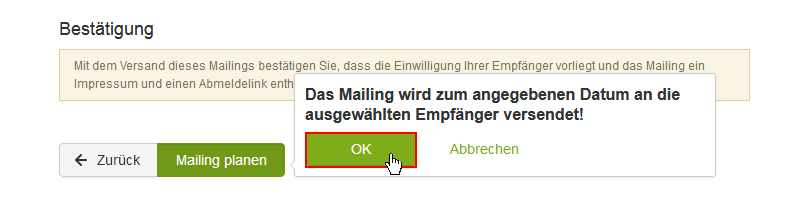 Versandzeitpunkt eines Newsletters planen