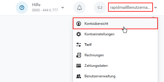 rapidmail Schnell-Login Link deaktivieren