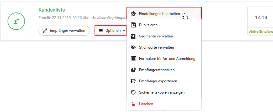 Benachrichtigung bei Newsletter-Anmeldung oder -Abmeldung