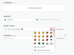 Emojis im Newsletter-Betreff oder Newsletter-Text einsetzen