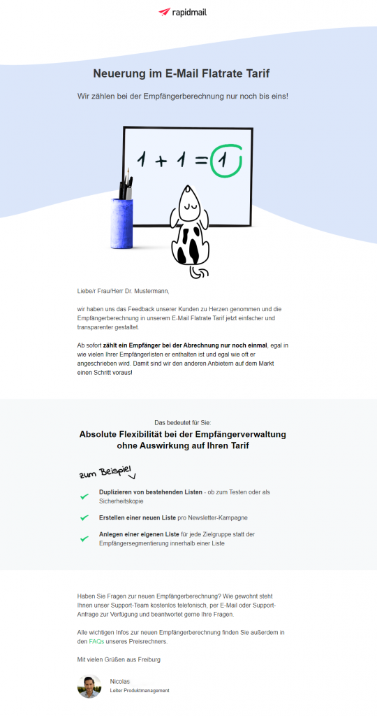 Newsletter mit einfachem Design und klarer Struktur