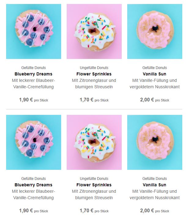 Anzeige von drei Spalten im Newsletter am Desktop