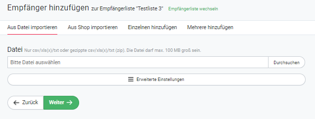 Empfänger-import in rapidmail