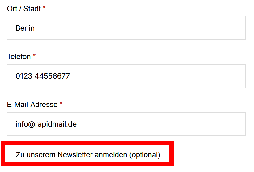 Newsletter-Checkliste in WooCommerce-Onlineshop integrieren-Option 1