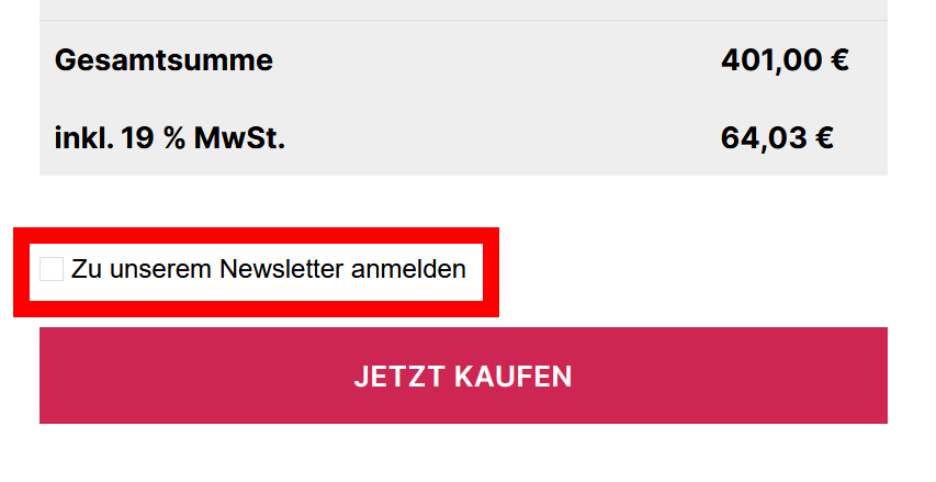 Newsletter-Checkliste in WooCommerce-Onlineshop integrieren-Option 1