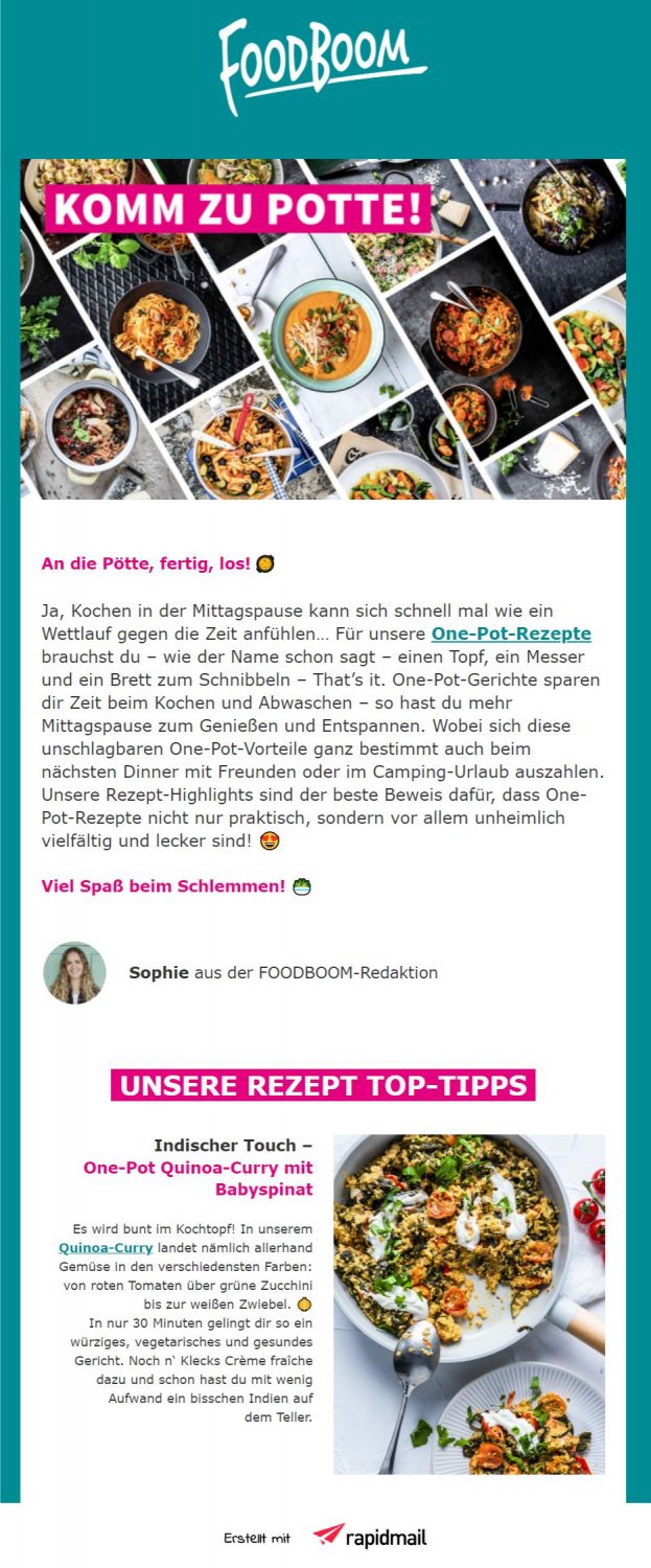 rapidmail Newsletterbeispiel Foodboom