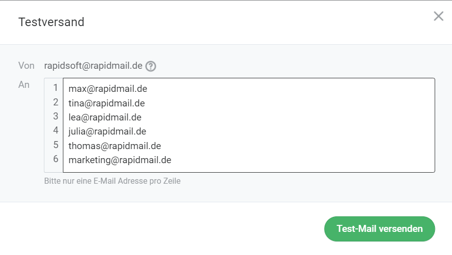 Testmails versenden rapidmail