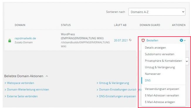 IONOS: DNS