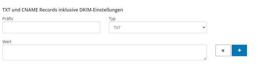 STRATO: TXT und CNAME Eingabemaske nicht ausgefüllt