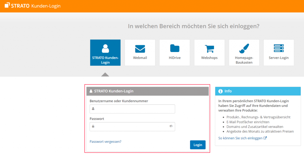 STRATO Login