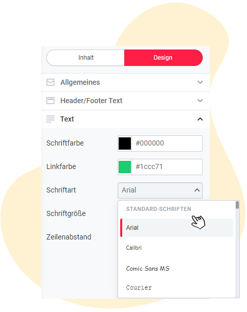 Standardschriften in den rapidmail Design-Einstellungen