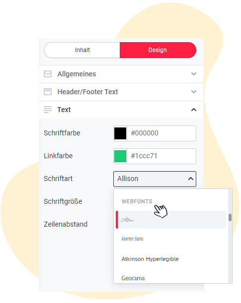 Webfonts in den rapidmail Design-Einstellungen