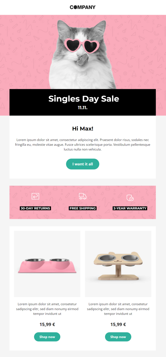 Newsletter-Vorlage Singles Day