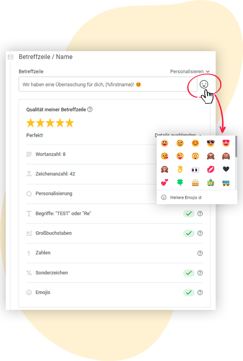 Emojis in den Newsletterbetreff einfügen