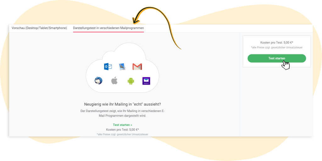 Darstellungstest mit rapidmail durchführen.