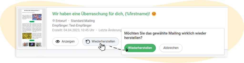 Mailing wiederherstellen