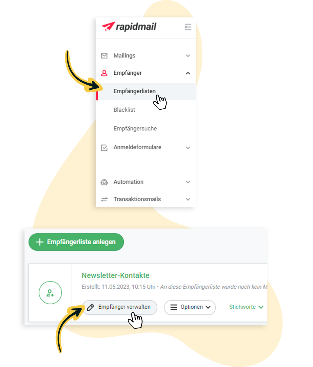 Empfängerliste aufrufen