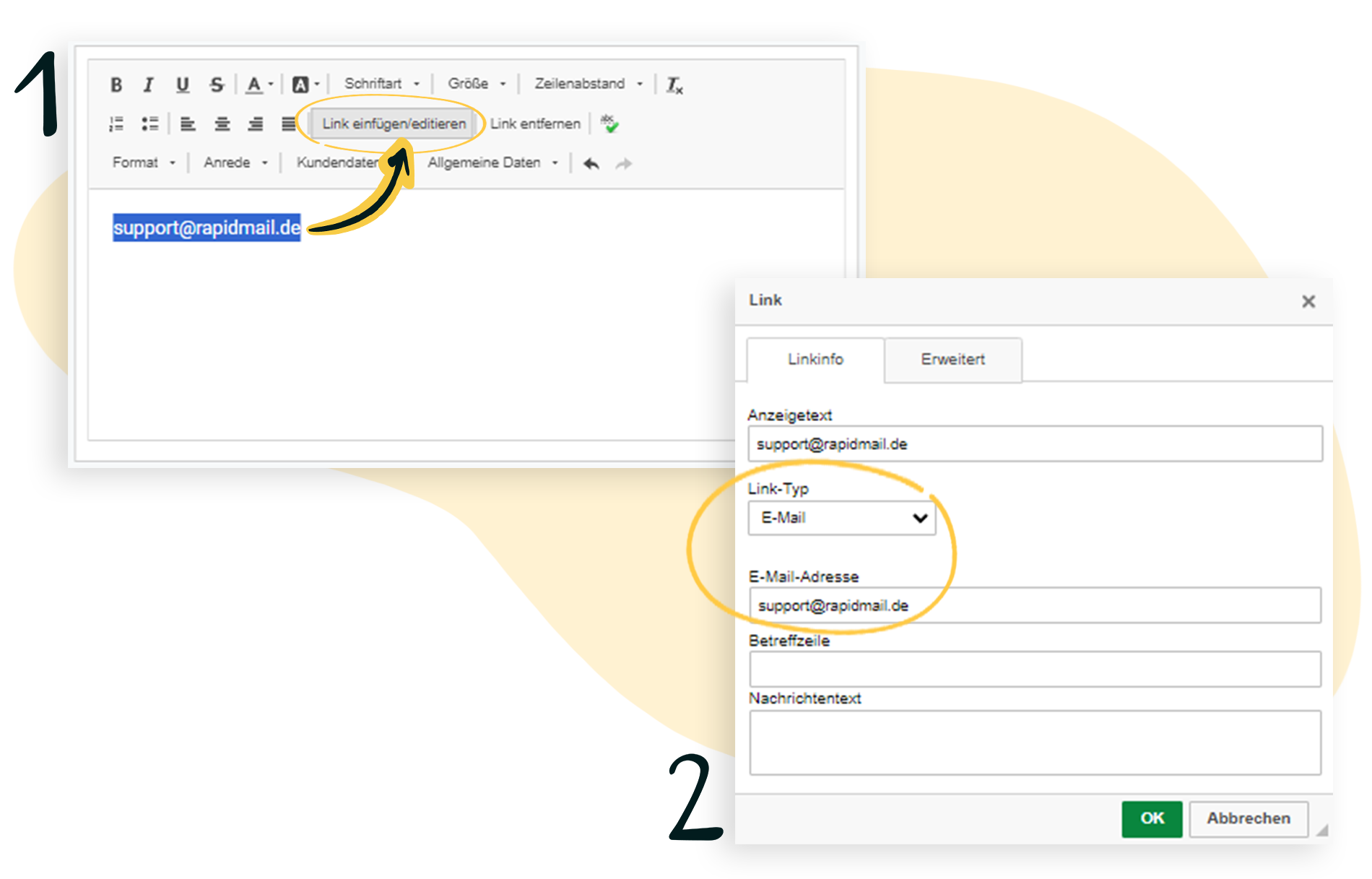 Eine E-Mail-Adresse verlinken, damit sie klickbar wird