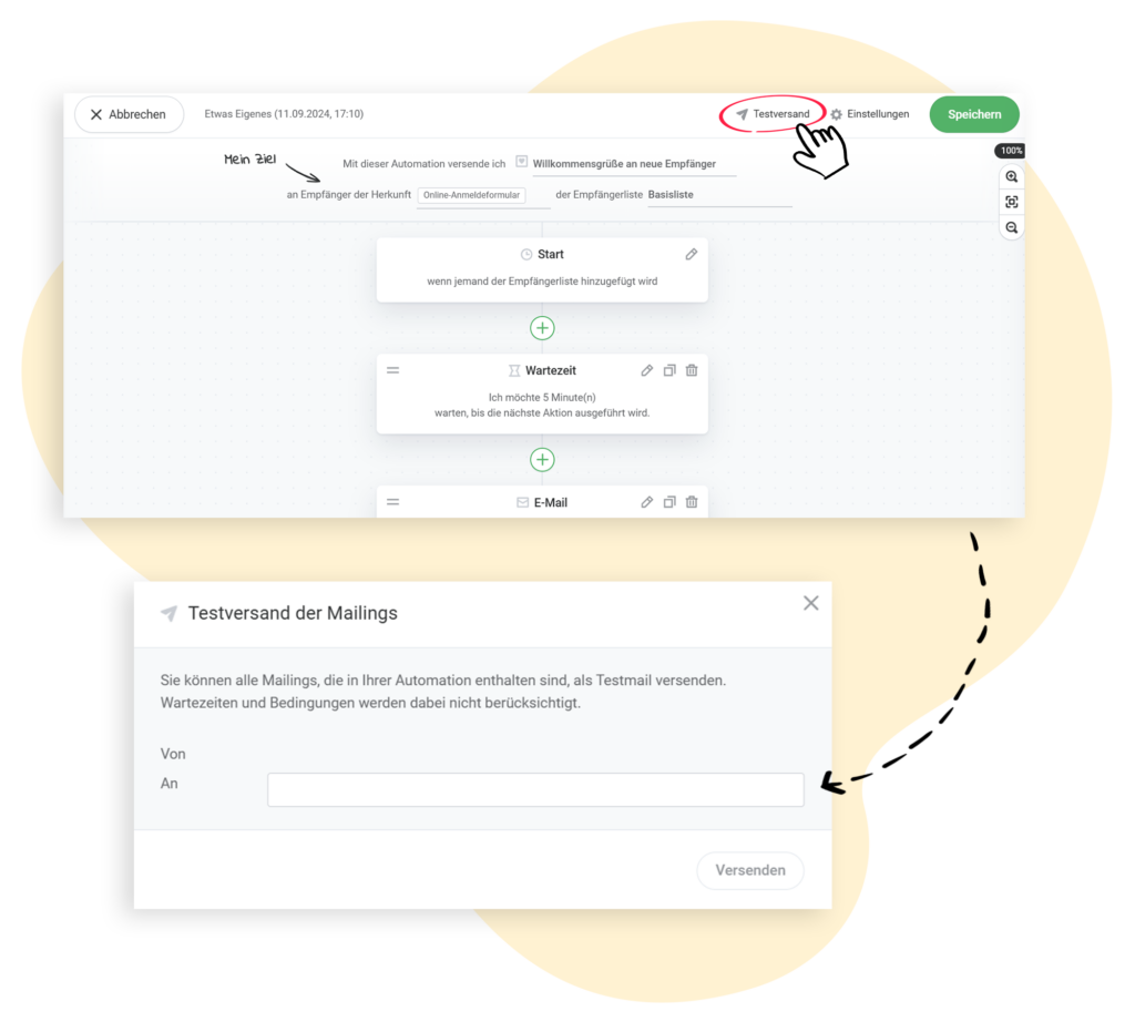rapidmail Testmail-Funktion zum Prüfen aller Drip-E-Mails