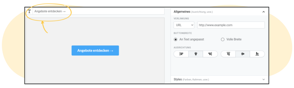Im rapidmail-Editor können Sie klickbare Buttons ganz einfach mit individuellen Texten versehen