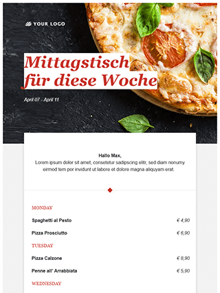 rapidmail Newsletter-Vorlage für Gastronomie